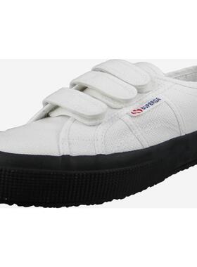 代购Superga女士帆布鞋透气轻便舒适易穿脱白色黑色鞋底魔术贴