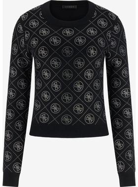 代购GUESS女士毛衣保暖贴身长袖黑色日常秋冬针织爆款简约