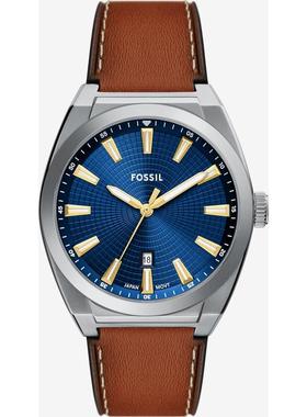 代购Fossil化石男士腕表日期防水计时日本机芯皮带金属蓝色棕色