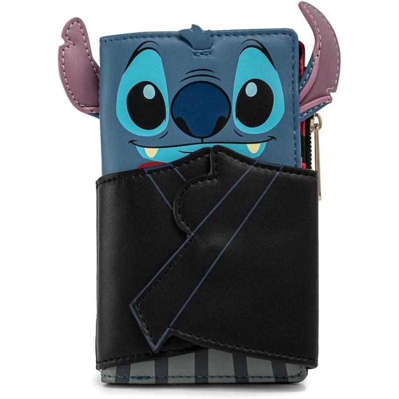 代购Loungefly女士钱包多卡位收纳便携防滑黑色蓝色皮革质感