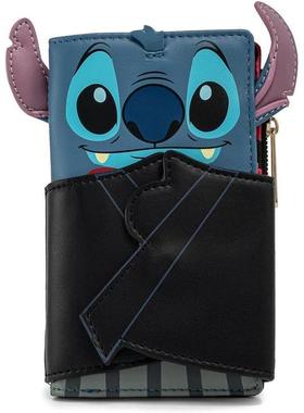 代购Loungefly女士钱包多卡位收纳便携防滑黑色蓝色皮革质感