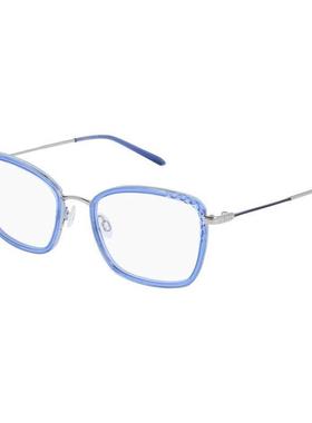 代购ELLE男女眼镜框方形全框醋酸纤维蓝色日常佩戴办公眼镜架