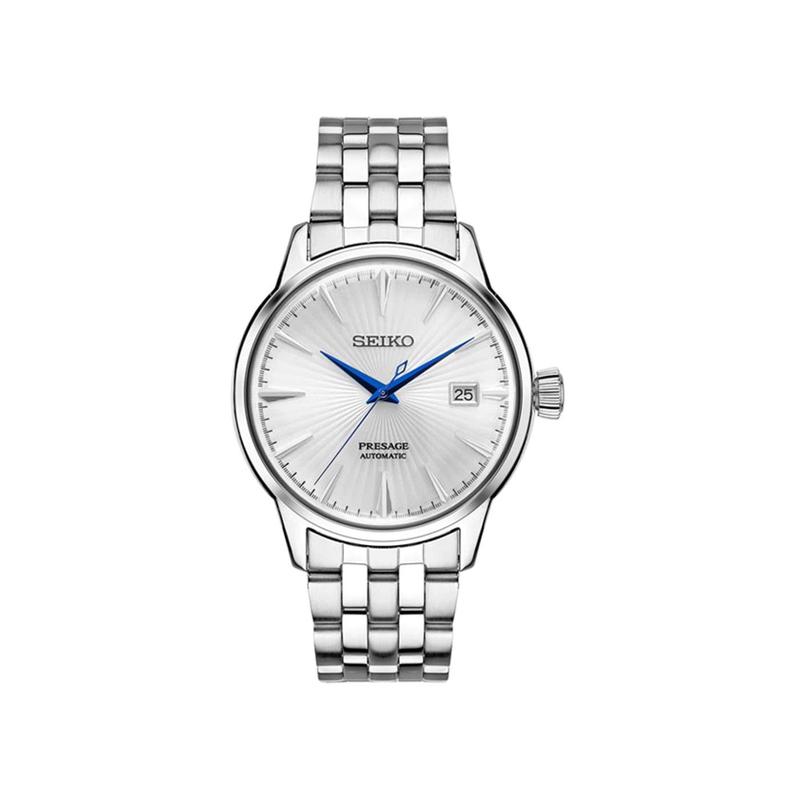 Seiko/精工日韩自动机械男表银色不锈钢表带商务休闲腕表
