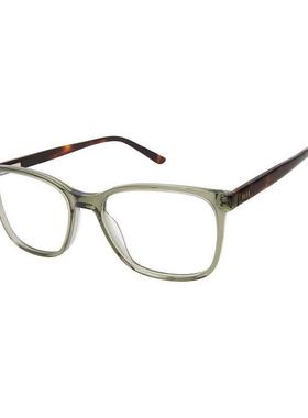 代购ELLE男女眼镜架方形全框绿色透明日常佩戴办公眼镜框