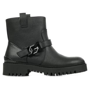 代购 GUESS女士切尔西靴防滑耐磨轻便透气黑色圆头粗跟搭扣设计