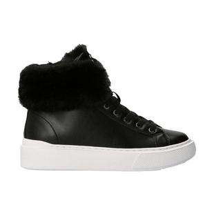 代购 GUESS女士高帮靴保暖防寒舒适柔软黑色系带毛绒内衬平底冬季