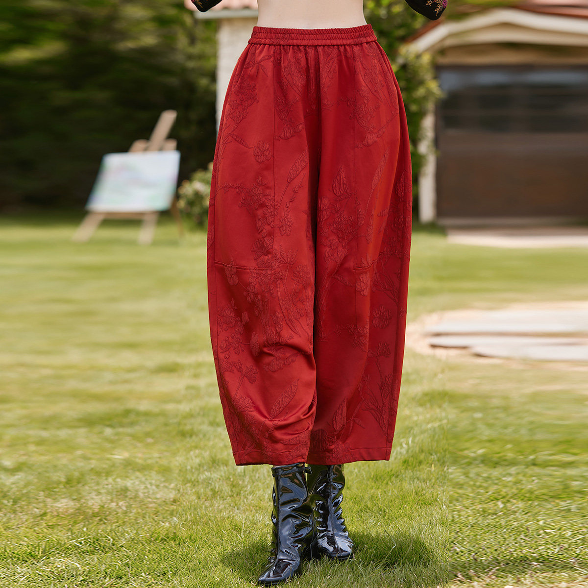 中年洋气妈妈秋装宽松女裤洋气哈伦裤九分裤灯笼裤2025新款