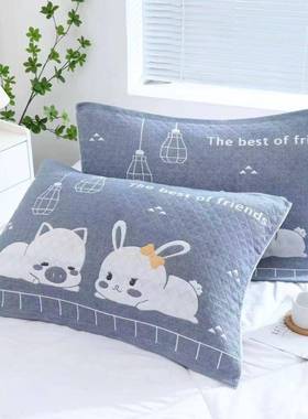 AB纱纯棉枕巾柔软装加大加厚家用全棉纱布现代枕头巾学生耐脏枕巾