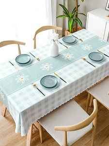 餐桌茶几垫布桌垫北欧风格田园风格格子桌布小方格网红座布防水脏