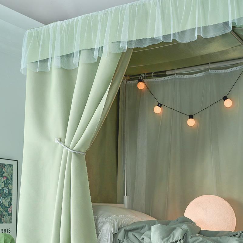 大学生宿舍遮光床帘上铺蚊帐一体式下铺加厚帘子布女寝室带支架