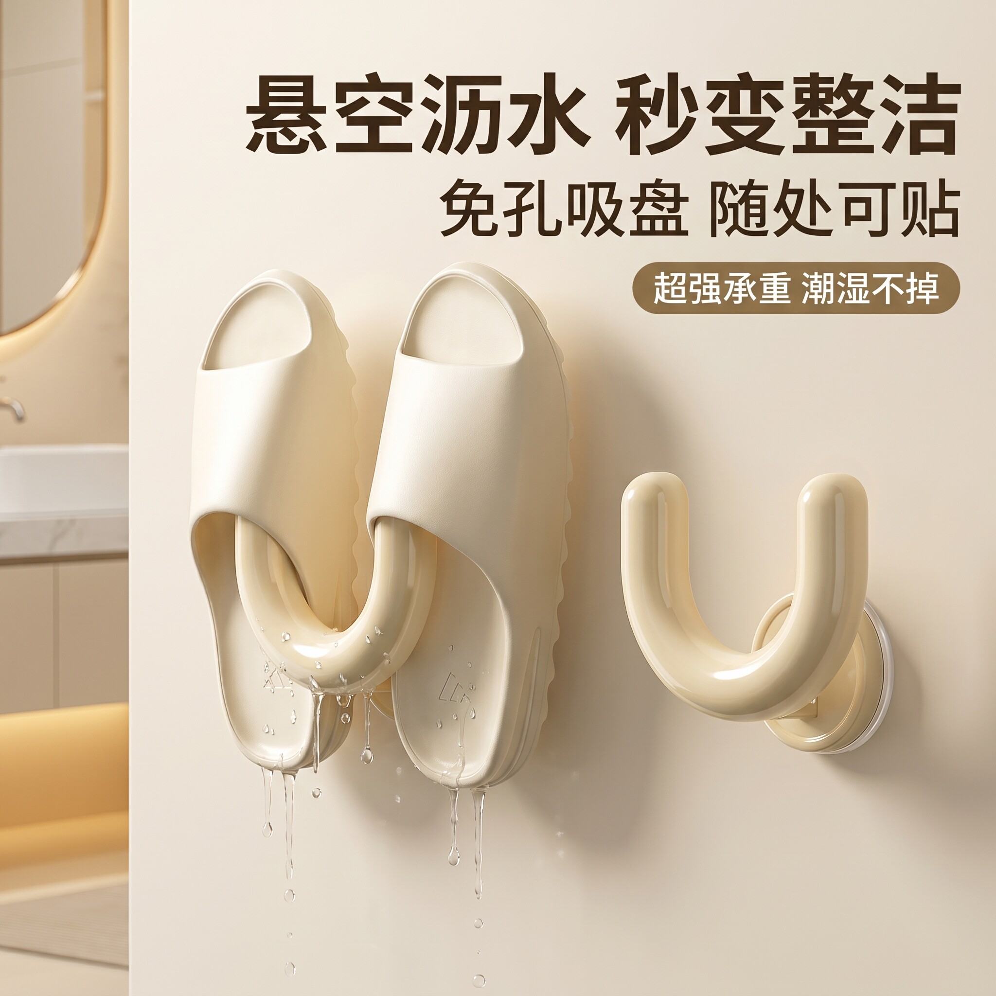 u型拖鞋架浴室免打孔壁挂式吸盘式洗澡间专用2026新款沥水挂架