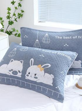 AB纱超柔高级枕巾纯棉一对装纱布欧式枕头巾家用单成人高档大气款