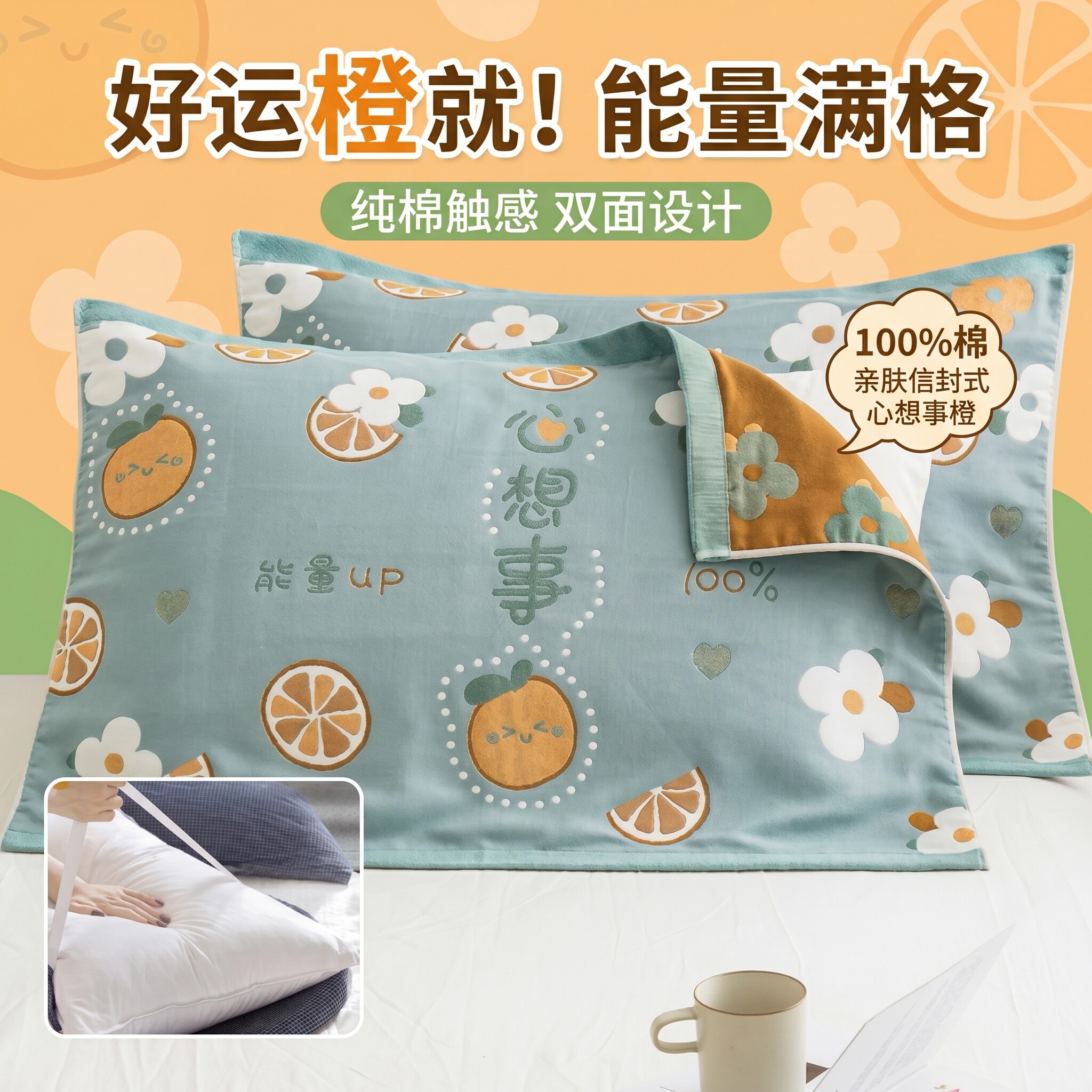 枕巾纯棉100全棉一对四季通用家用绑带加厚防头油隔脏纱布枕头巾