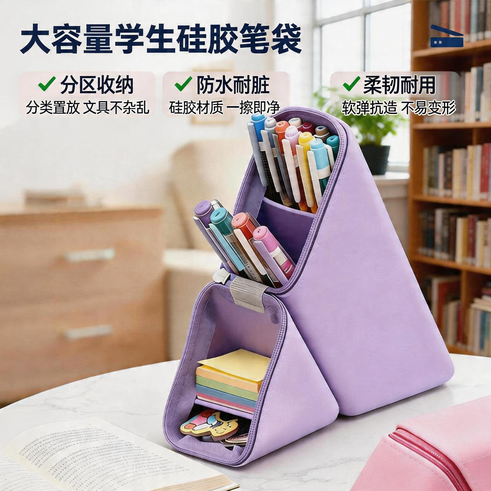 笔袋高颜值ins风硅胶桌面两用高颜值好用多功能文具盒小众不撞款图片