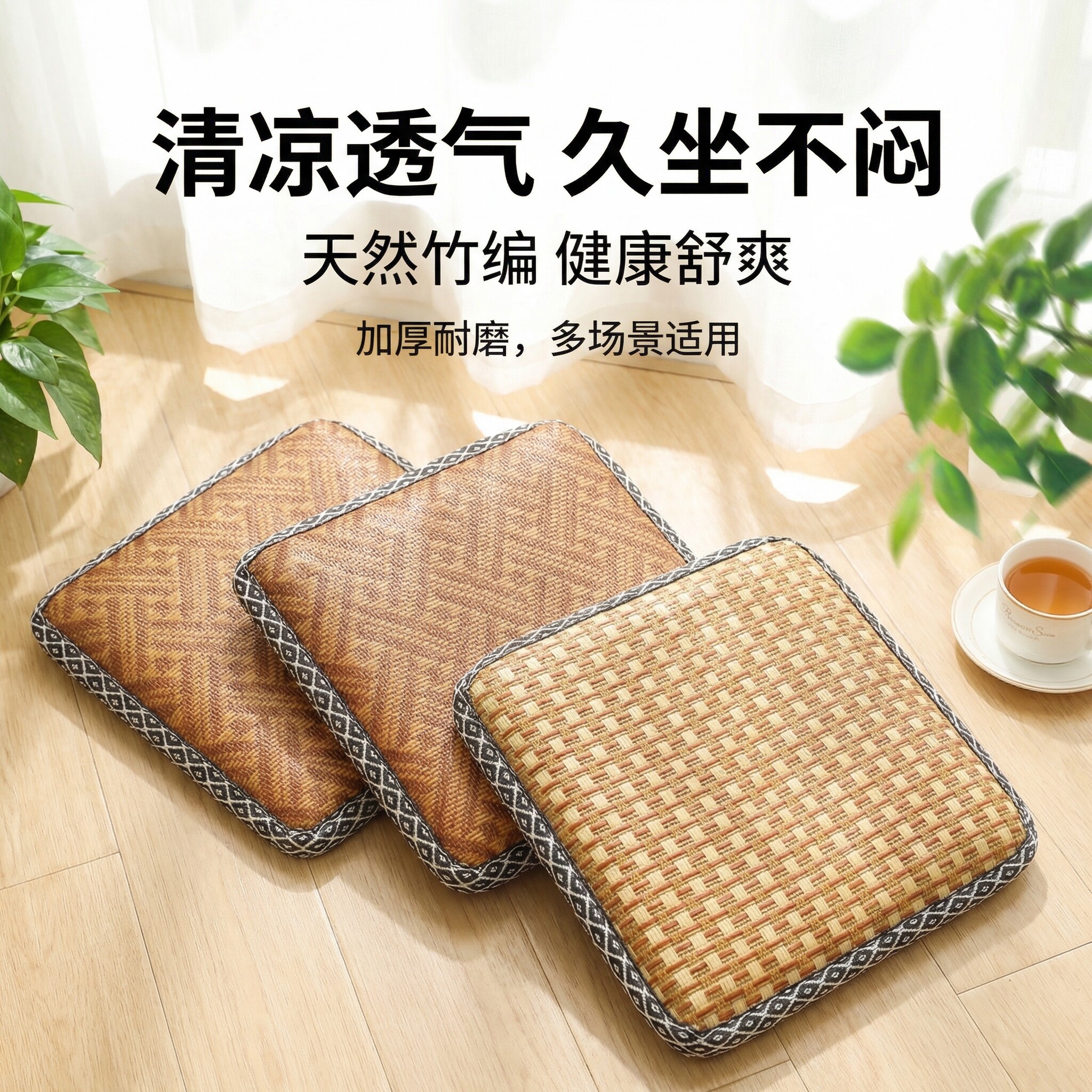 办公椅舒适久坐垫学习椅专用屁股凉席正方形小凳子儿童椅子屁股垫