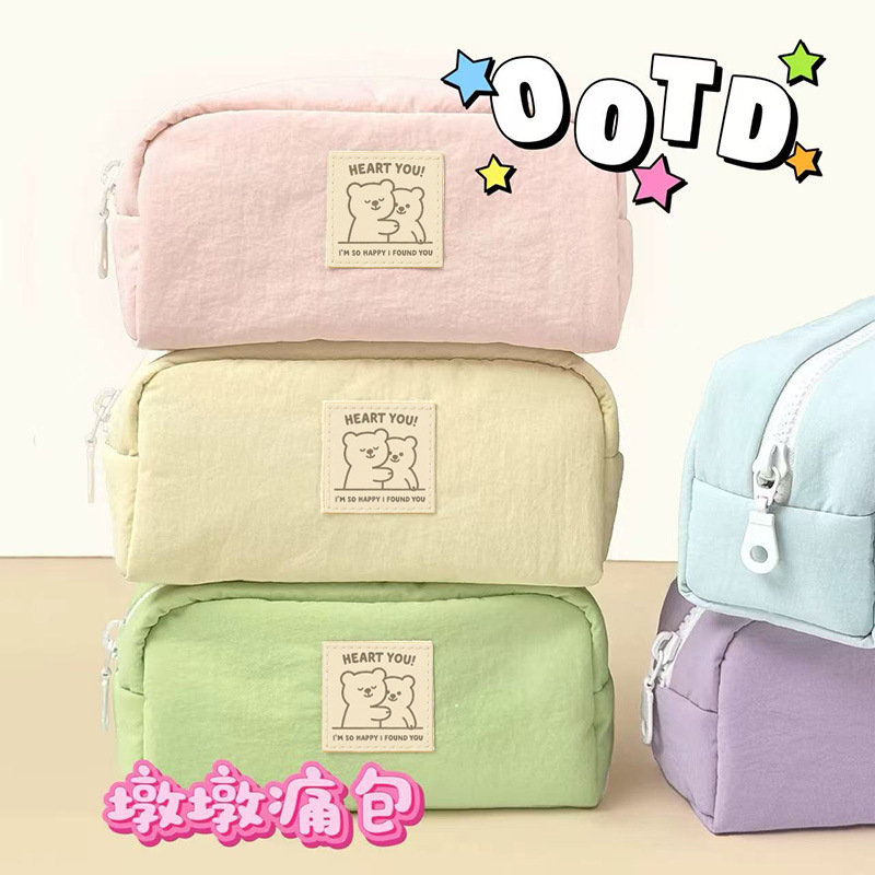 笔袋高颜值ins风女生双层大容量高颜值文具盒初中生简约铅笔袋帆布设计感纯色收纳袋包小学生多层铅笔盒新款