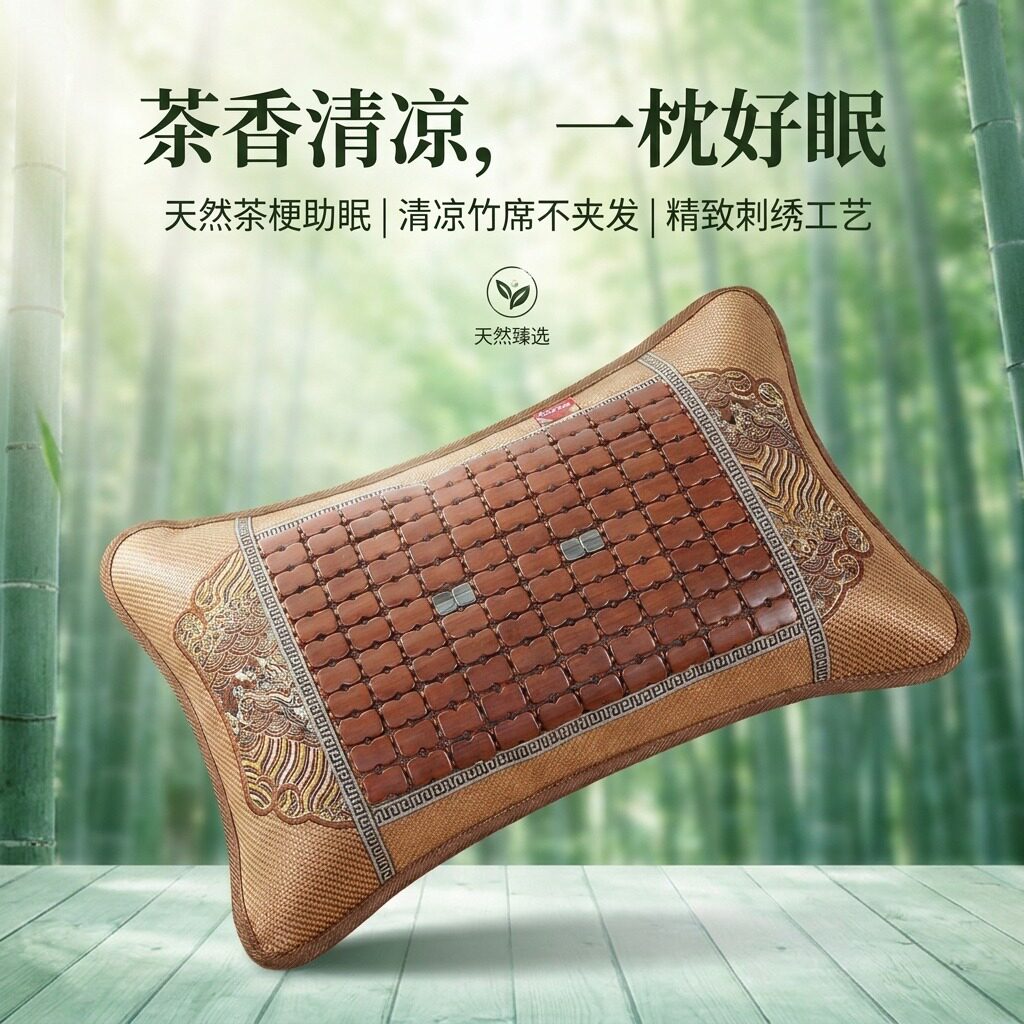 枕头夏季成人专用凉枕茶叶茶香麻将枕头男士单人家用藤枕头竹枕