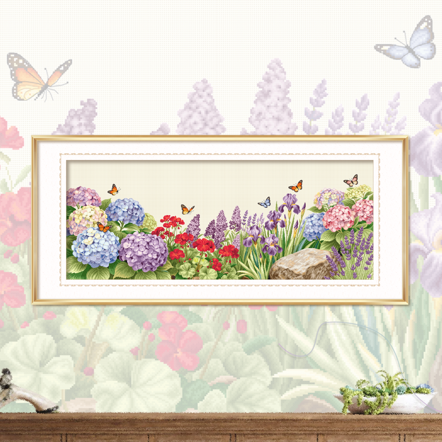 KS十字绣团花似锦非满绣绣球花手工绣线绣棉线自己绣客厅大画蝴蝶,居家布艺,十字绣套件,淘宝优惠券,粉丝福利购,淘宝优惠卷