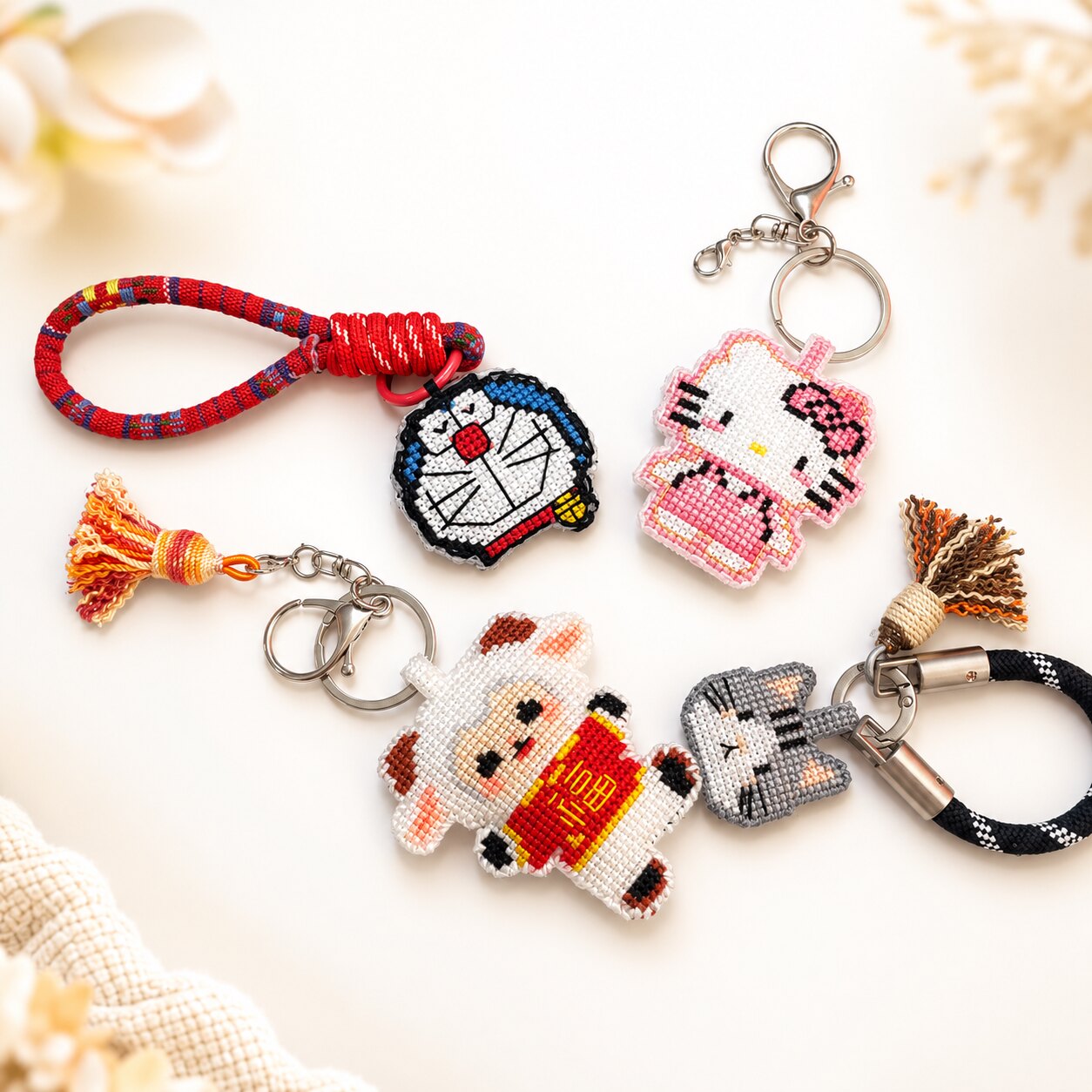 KS拼豆十字绣撕撕乐卡通HelloKitty手工材料包手机挂饰挂件双面绣