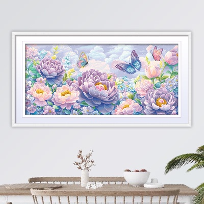 ks十字绣2025年新款牡丹花开如画客厅挂画大画手工棉线DIY 套件