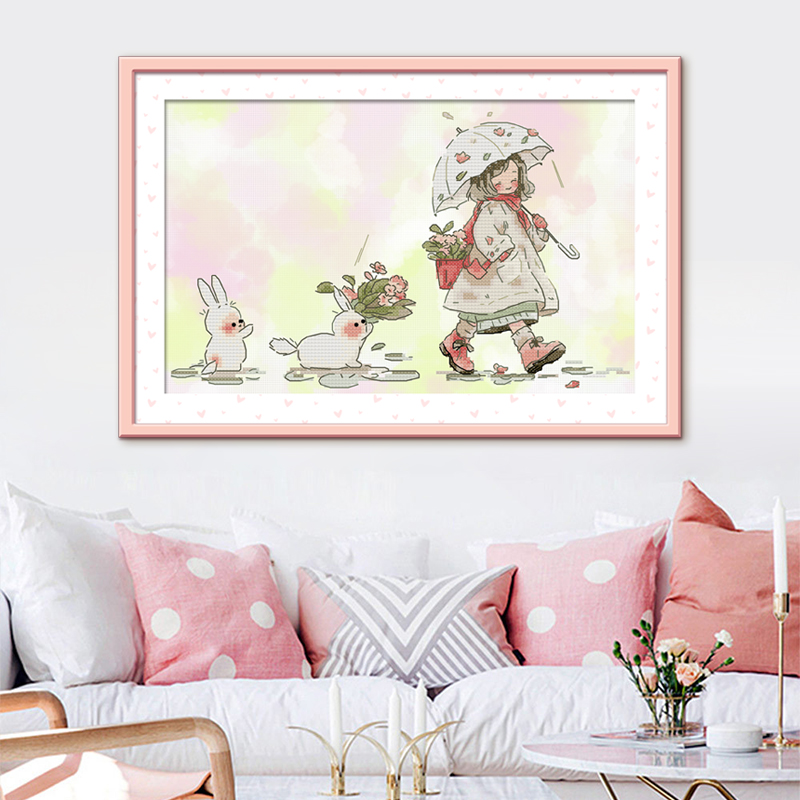 ks十字绣新品幸福随你清新印花自己绣手工棉线彩布23色2025年新款