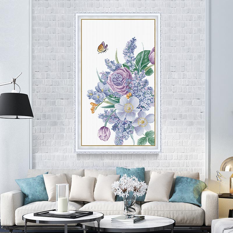 KS十字绣2023新款蝶恋花十字绣餐厅简约现代花卉手工线绣挂画