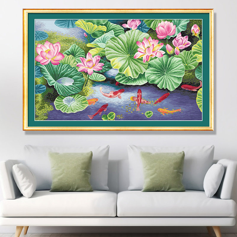 KS十字绣2025新款挂画线绣客厅自己绣荷花纯手工刺绣荷塘月色,居家布艺,十字绣套件,淘宝优惠券,粉丝福利购,淘宝优惠卷