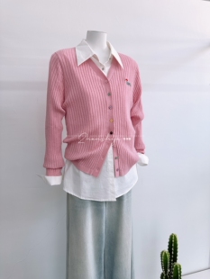 春款 彩扣刺绣针织开衫外套女2026新款春秋外搭洋气大码女装上衣