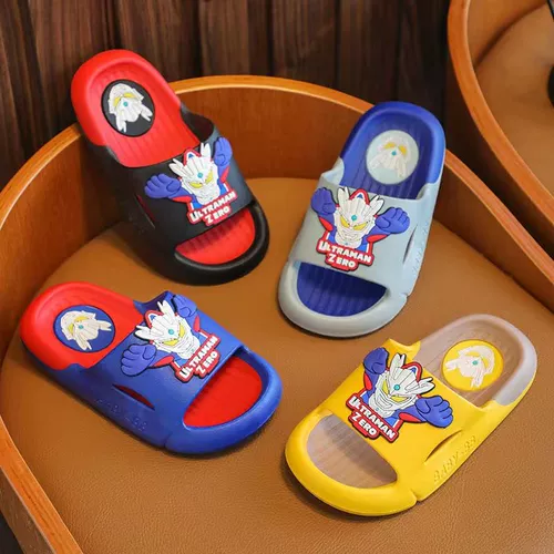 Ultra, детский Ультрамен Тига, летние тапочки для мальчиков на платформе, мультяшные нескользящие детские слайдеры, подходит для подростков, мягкая подошва