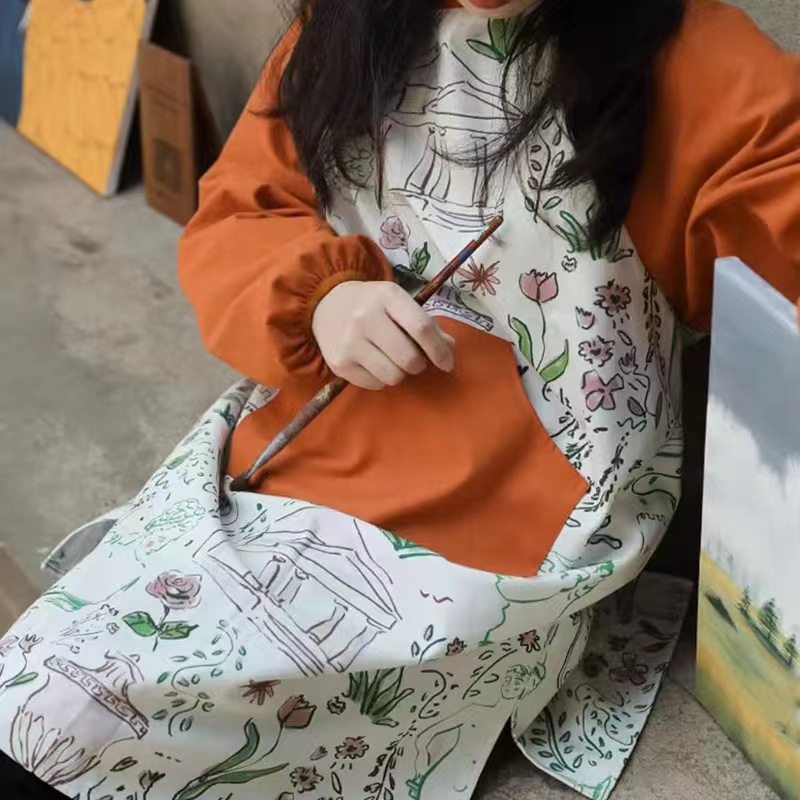 围裙长袖家用厨房防泼水防油画画美术成人工作服加长加厚罩衣,家庭/个人清洁工具,围裙,淘宝优惠券,粉丝福利购,淘宝优惠卷