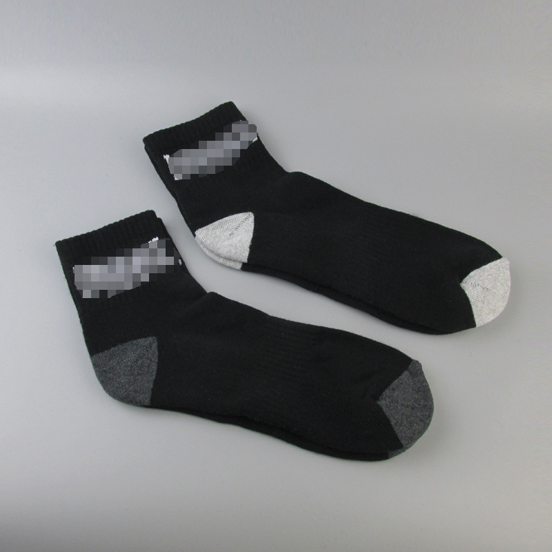毛巾底男袜黑色纯棉中筒运动袜外贸单中腰拼色袜子秋冬保暖厚底袜