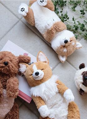 ▲ Aboo｜日本Sunlemon膝上瞌睡小狗毛绒玩具贵宾犬八哥柴犬柯基