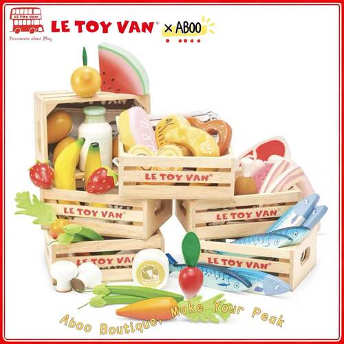 ▲ Aboo｜英国「Le Toy Van」水果蔬菜肉木制过家家玩具仿真果篮