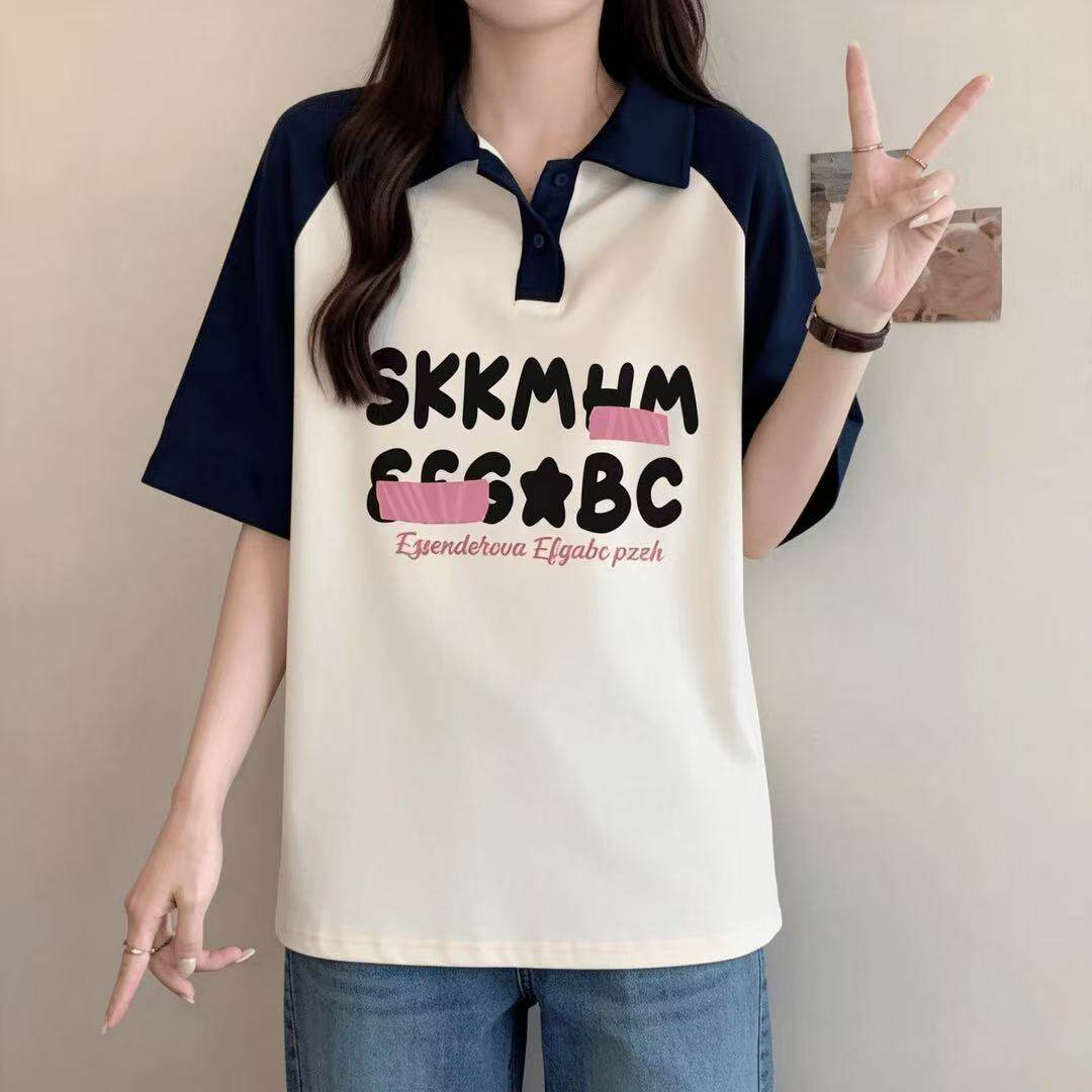 polo领韩系半袖15岁初中学生13少女孩12假两件t恤女大童短袖上衣图片