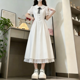 12少女法式学院风连衣裙13女大童15夏装新款初高中学生A字小白裙