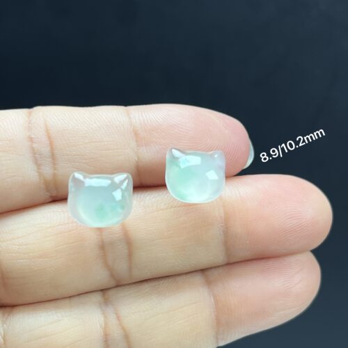 天然玉石耳环白冰飘翠绿非洲翠玉小熊耳钉 耳饰时尚简约 石英质玉