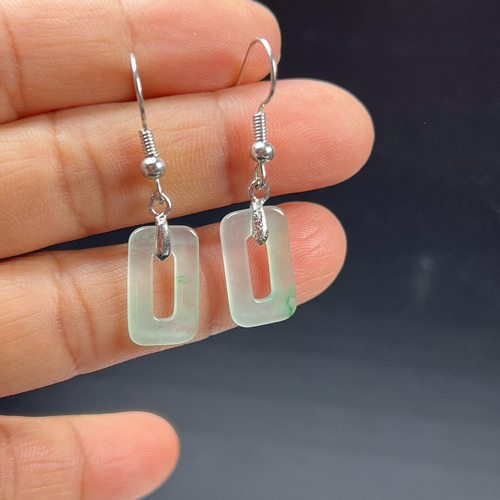 纯天然真玉耳环高冰飘翠绿色非洲翠玉玉石耳坠玉石耳环正品送礼