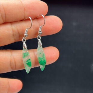 纯天然真玉耳环高冰飘翠绿色非洲翠玉玉石耳坠耳环独龙玉正品送礼