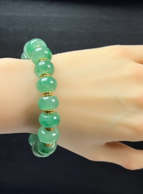 天然玉石精品珠宝冰飘翠绿色非洲翠玉算盘珠15mm手串多宝手链送礼