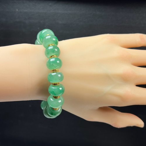 天然玉石精品珠宝冰飘翠绿色非洲翠玉算盘珠15mm手串多宝手链送礼