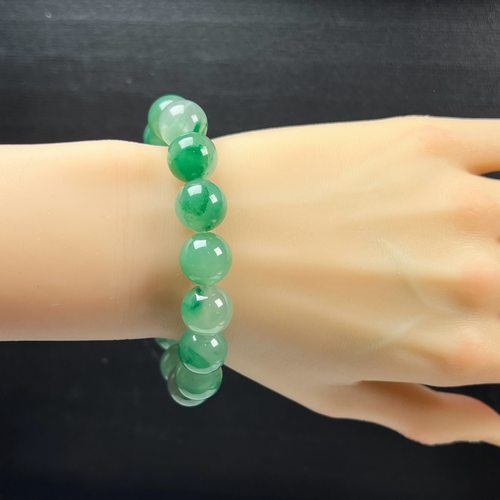 天然玉石精品珠宝冰飘翠绿色非洲翠玉佛珠13mm手串手链送礼