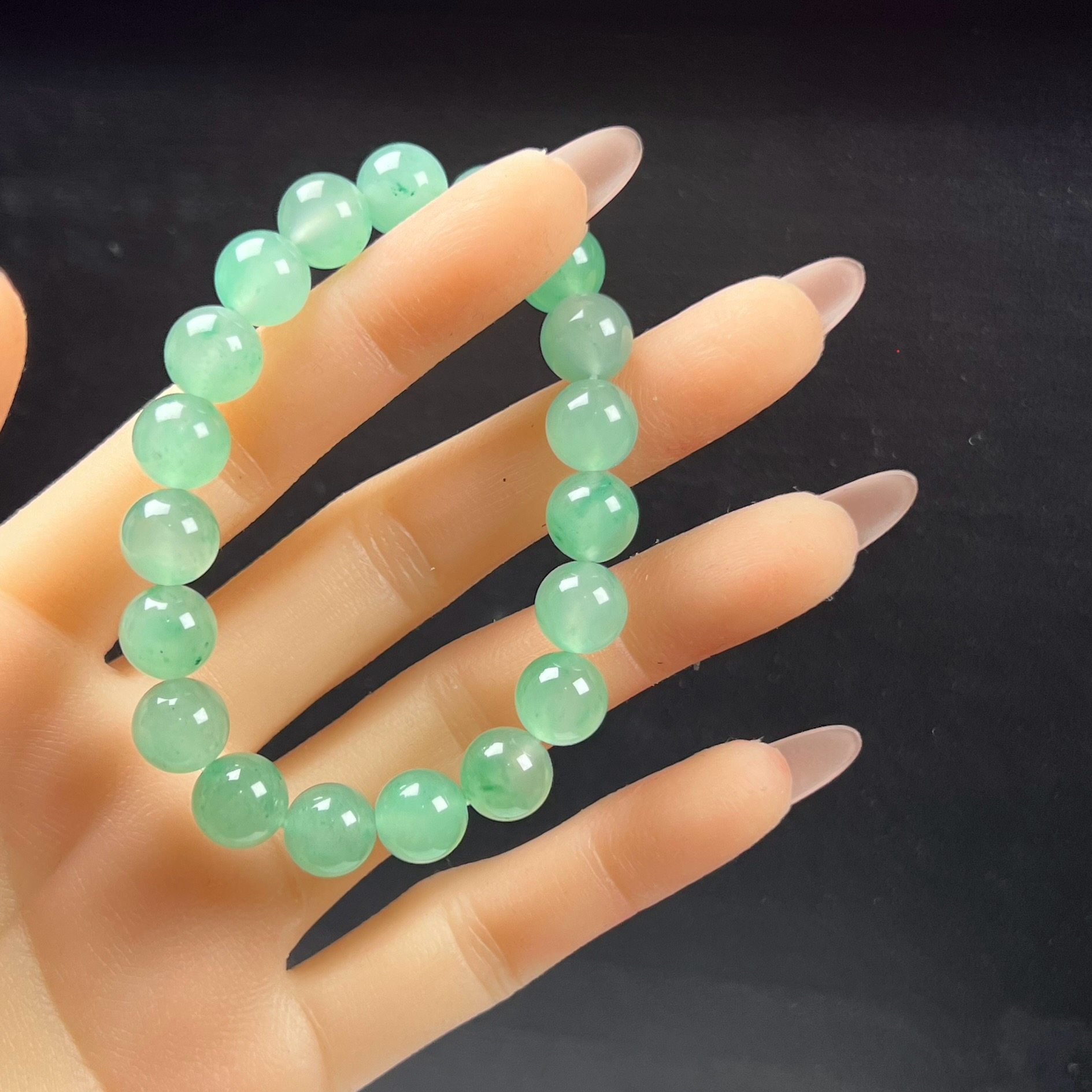 天然玉石精品高冰飘翠绿色非洲翠玉佛珠10mm玉石手串手链正品送礼