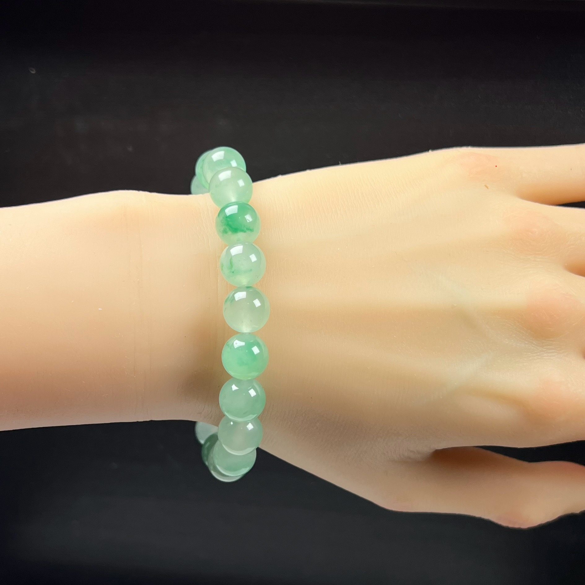 天然玉石精品高冰飘翠绿色非洲翠玉佛珠10mm玉石手串手链正品送礼