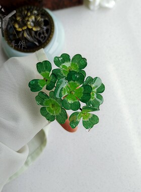 发钗热缩片复古古风四叶草簪子