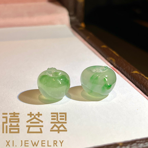 【禧荟翠】飘翠苹果裸石素件天然缅甸A货翡翠