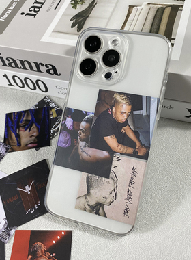XXXTentacion说唱嘻哈欧美CD专辑封面小卡片装饰可放夹手机后面适用苹果16promax手机壳iPhone15透明软壳华为