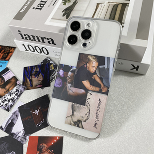 XXXTentacion说唱嘻哈欧美CD专辑封面小卡片装饰可放夹手机后面适用苹果16promax手机壳iPhone15透明软壳华为