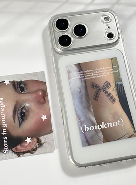 ins小众欧美风放夹手机壳后面的装饰小卡片diy手机壳适用于苹果17promax防摔15透明14美式iPhone16软壳