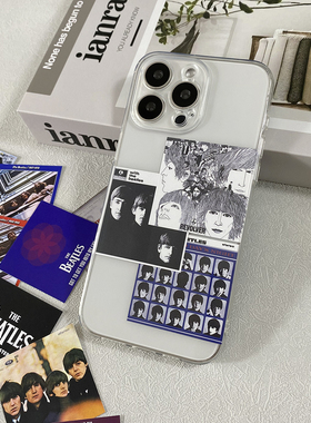 The Beatles摇滚披头士乐队欧美CD专辑封面卡片装饰可放夹手机后面适用苹果16promax手机壳iPhone15透明软壳
