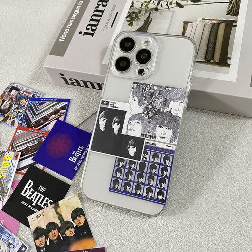 The Beatles摇滚披头士乐队欧美CD专辑封面卡片装饰可放夹手机后面适用苹果16promax手机壳iPhone15透明软壳